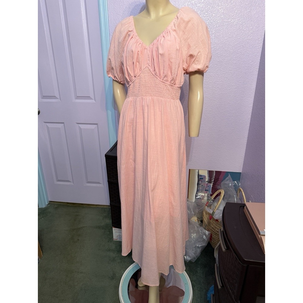 Grace Karin Maxi Dress Size M Pockets Smocked Puff Sleeve Cottagecore Soft Girl